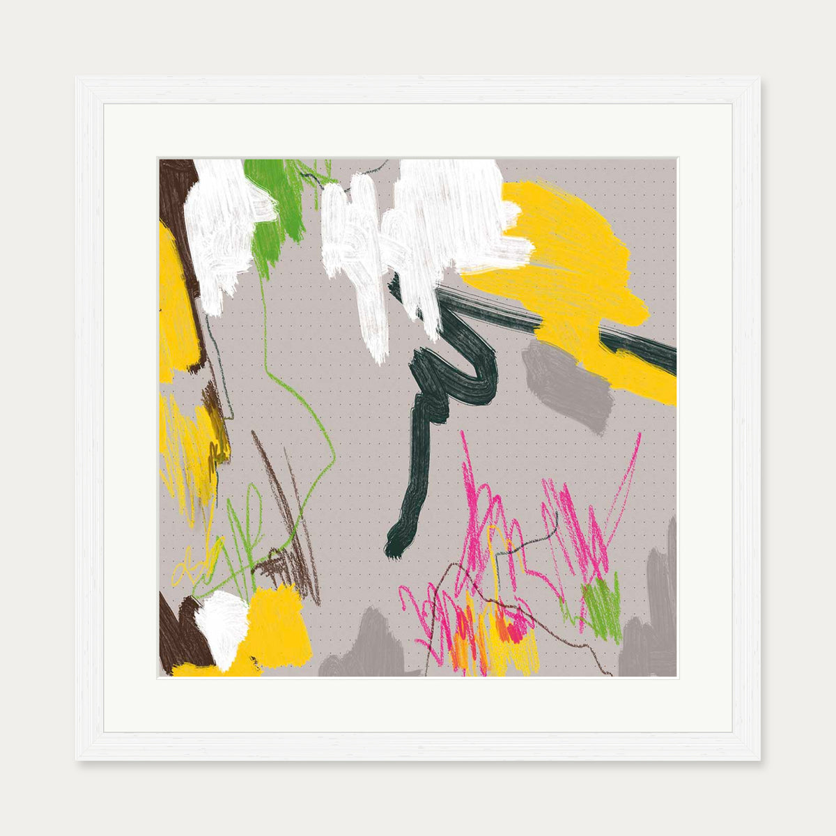 Scribbles On Paper Art Print — 50 x 50 cm — White Frame