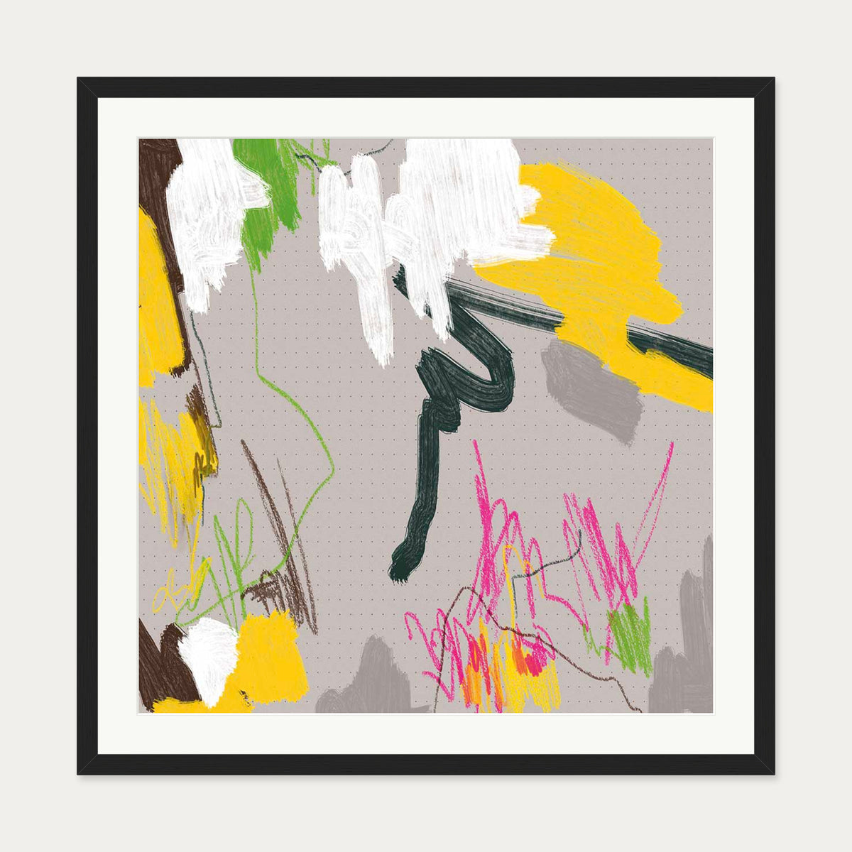 Scribbles On Paper Art Print — 70 x 70 cm — Black Frame