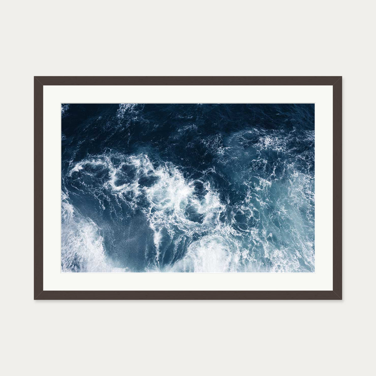 Sea Waves Wall Art Print — 50 x 70 cm — Brown Frame