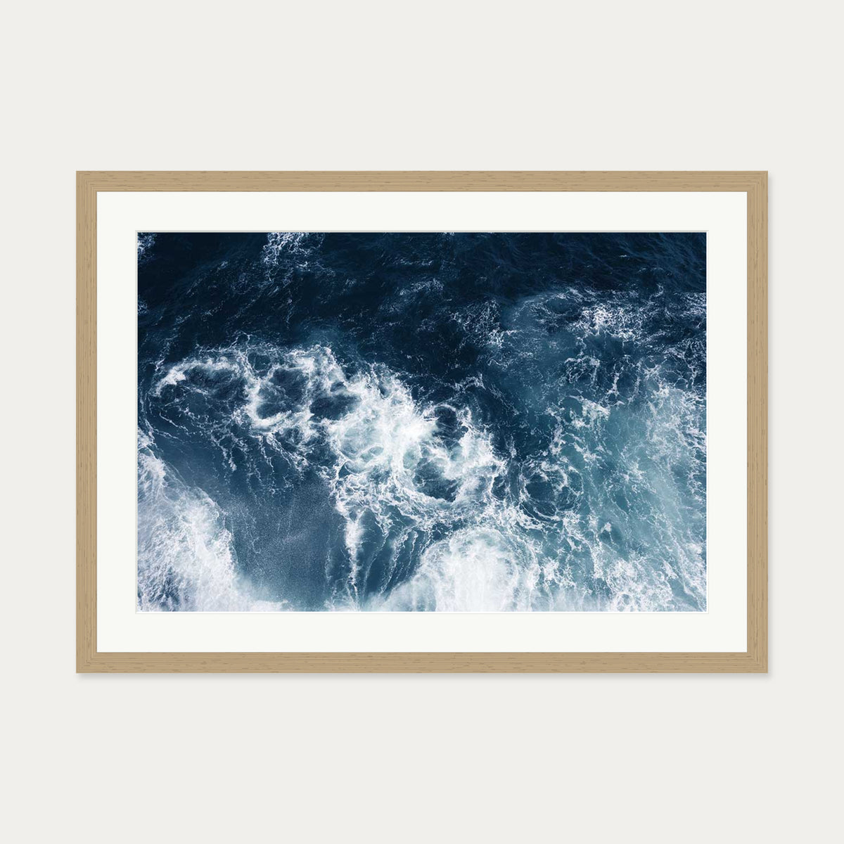 Sea Waves Wall Art Print — 50 x 70 cm — Oak Frame