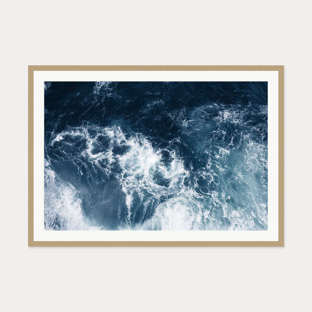 Sea Waves Wall Art Print — 70 x 100 cm — Oak Frame