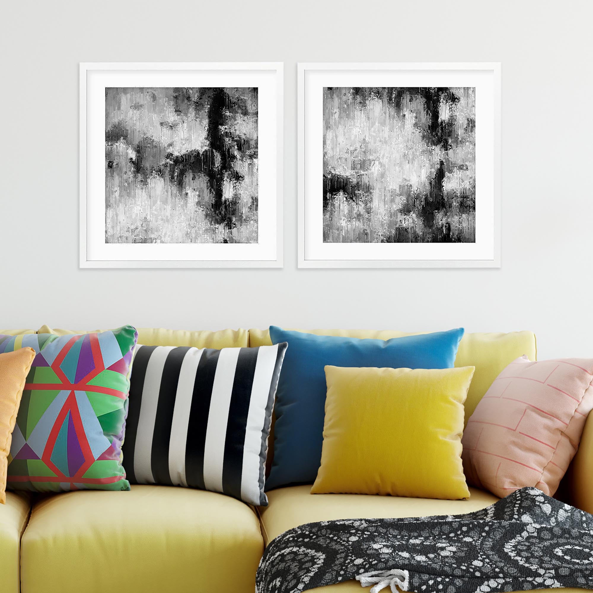 Black Abstraction Wall Art Print Set