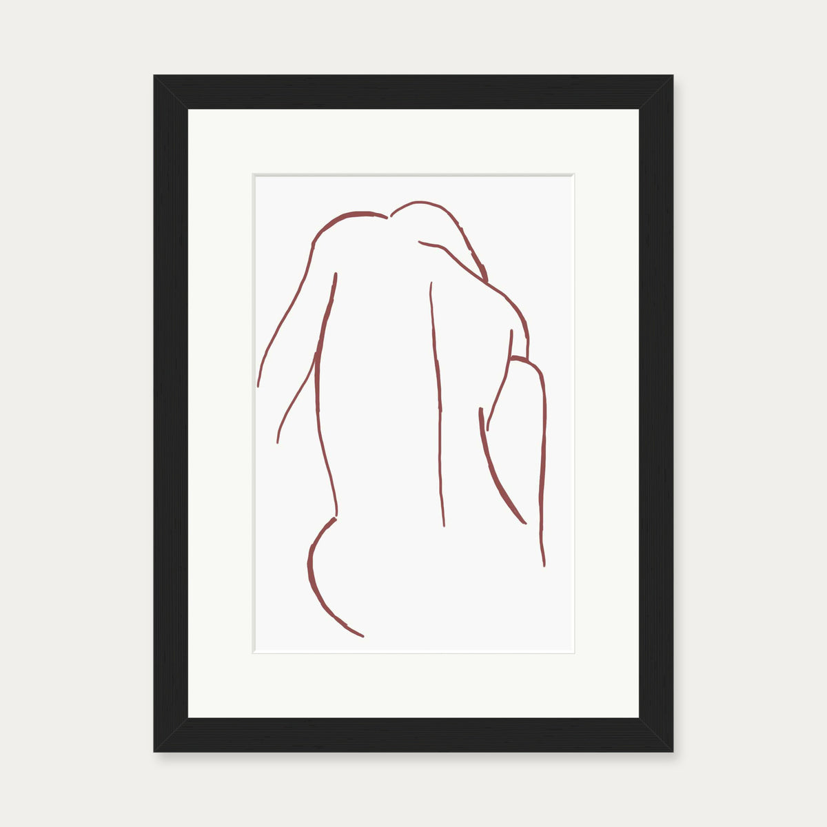 Sitting Figure Line Art Print — 30 x 40 cm — Black Frame