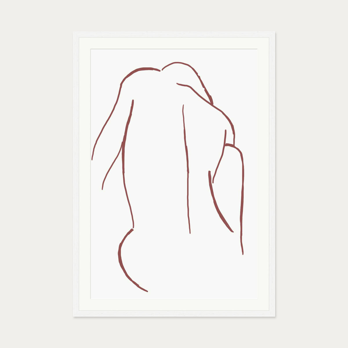 Sitting Figure Line Art Print — 70 x 100 cm — White Frame