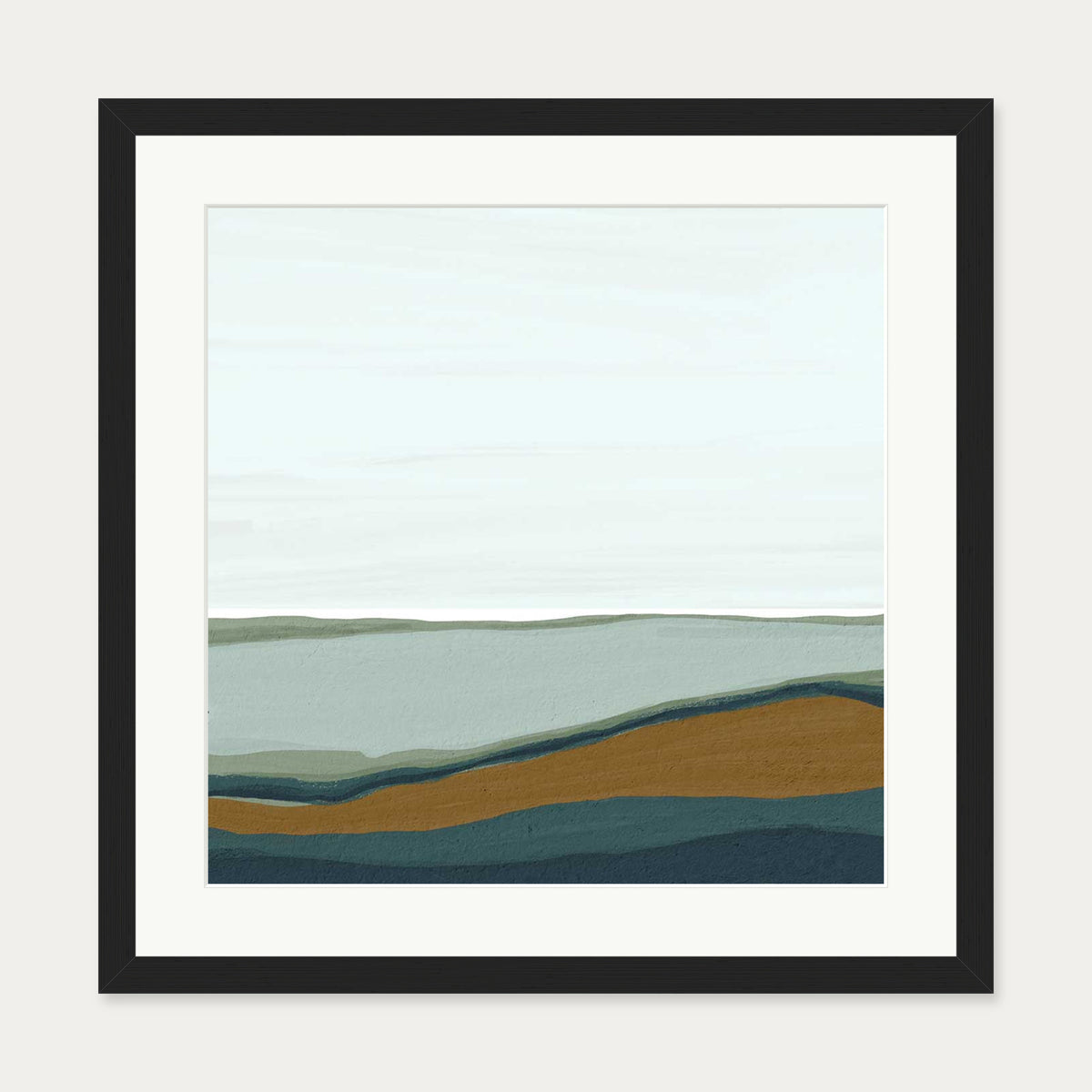 Sky and Seascape Abstract Art Print — 50 x 50 cm — Black Frame