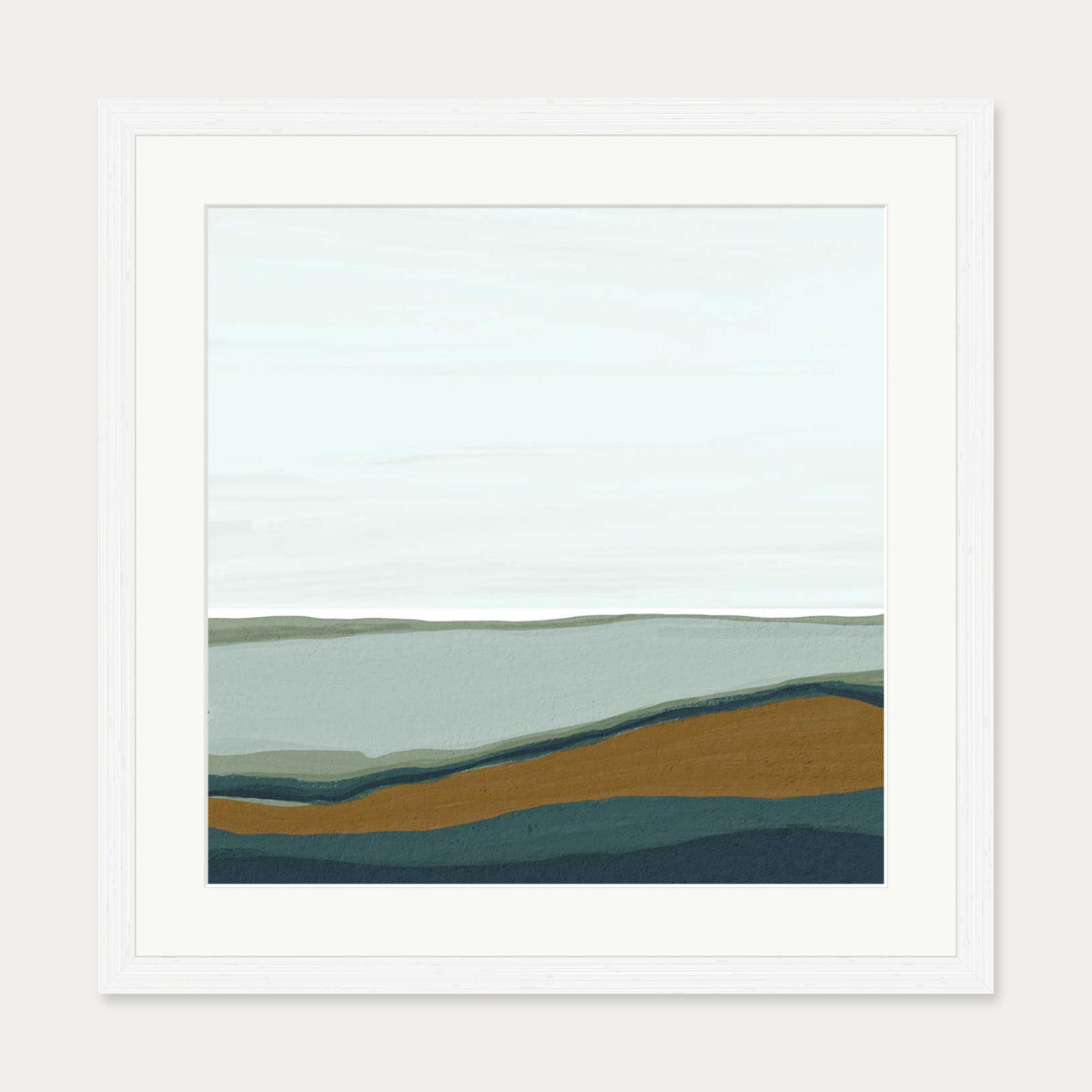 Sky and Seascape Abstract Art Print — 50 x 50 cm — White Frame