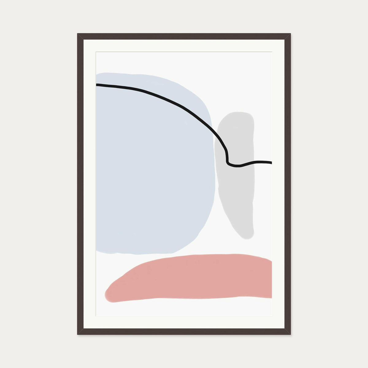 Soft Pastel Illustration Art Print — 70 x 100 cm — Brown Frame