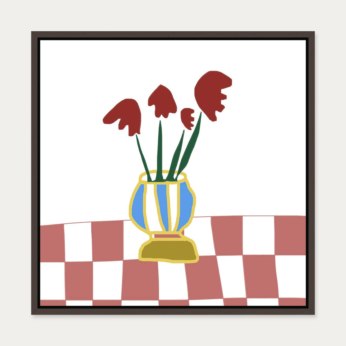 Still Life Greta Canvas Art — 50 x 50 cm — Brown Frame