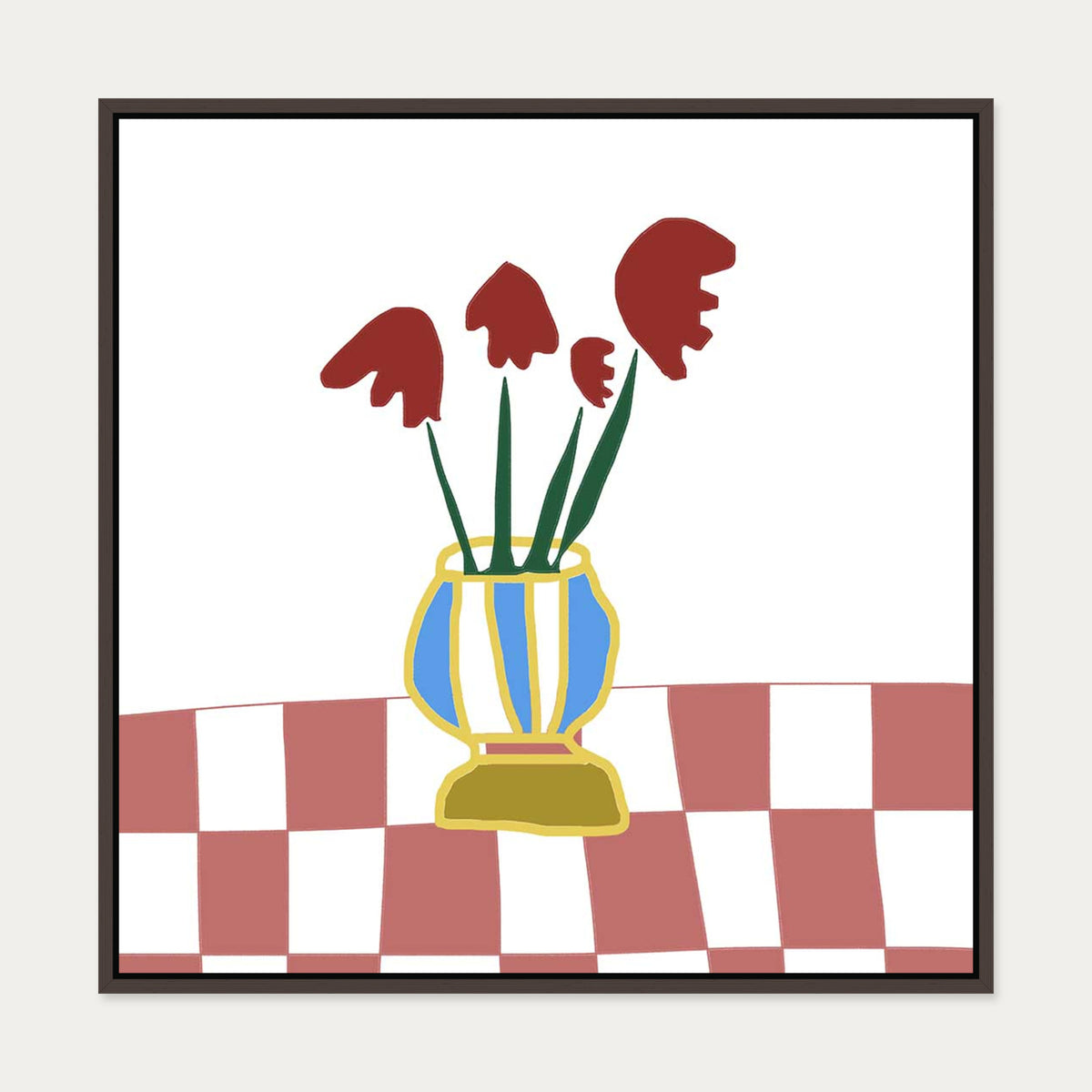 Still Life Greta Canvas Art — 70 x 70 cm — Brown Frame