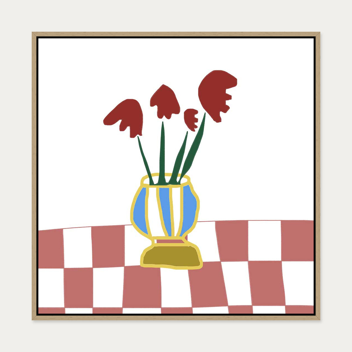 Still Life Greta Canvas Art — 70 x 70 cm — Oak Frame
