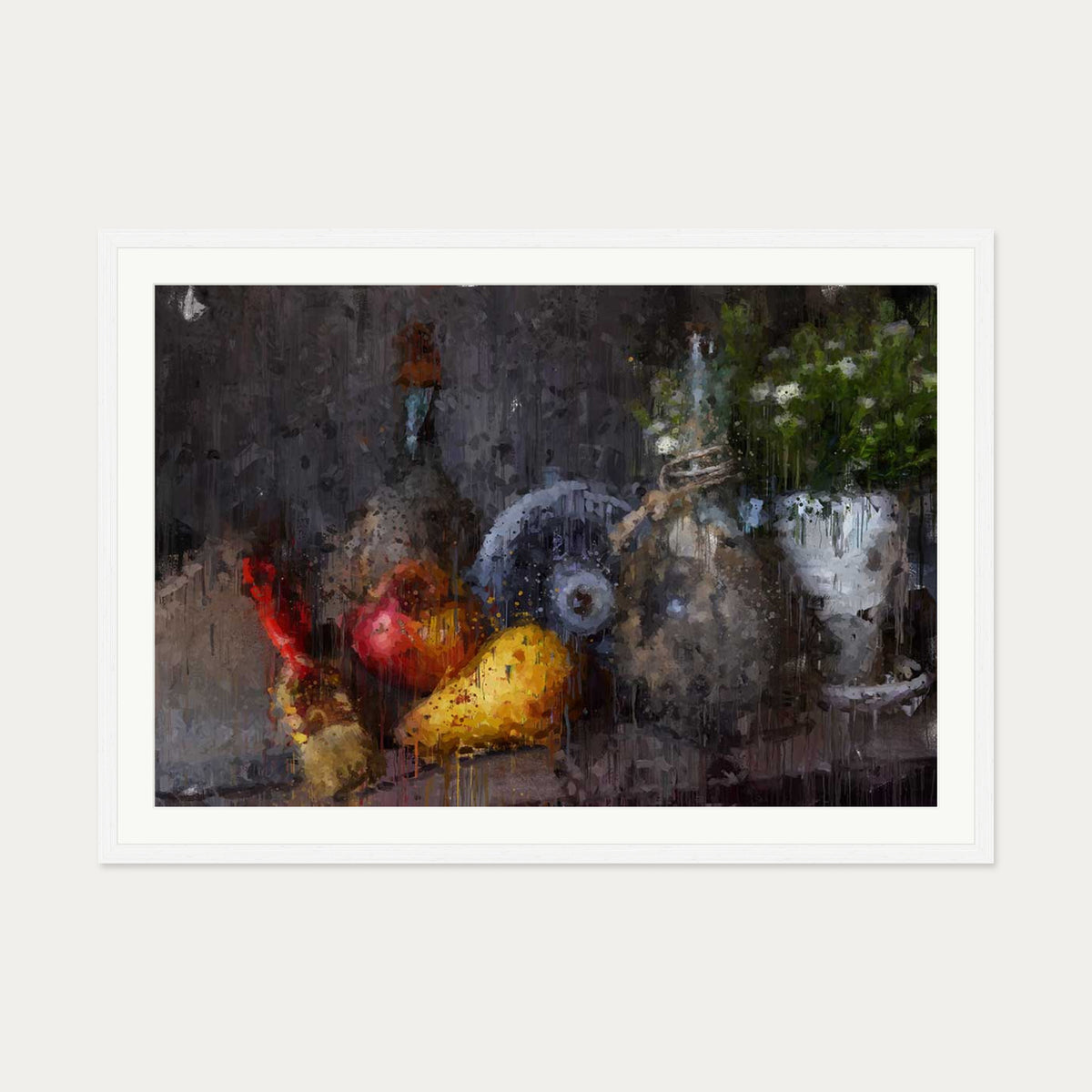 Still Life Impressionist Art Print — 70 x 100 cm — White Frame