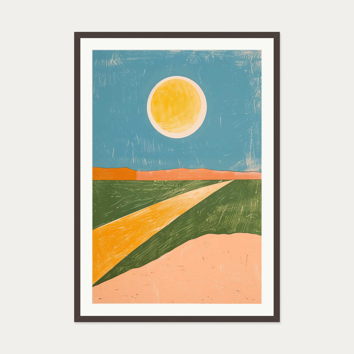 Sunny Day Wall Art Print — 70 x 100 cm — Brown Frame