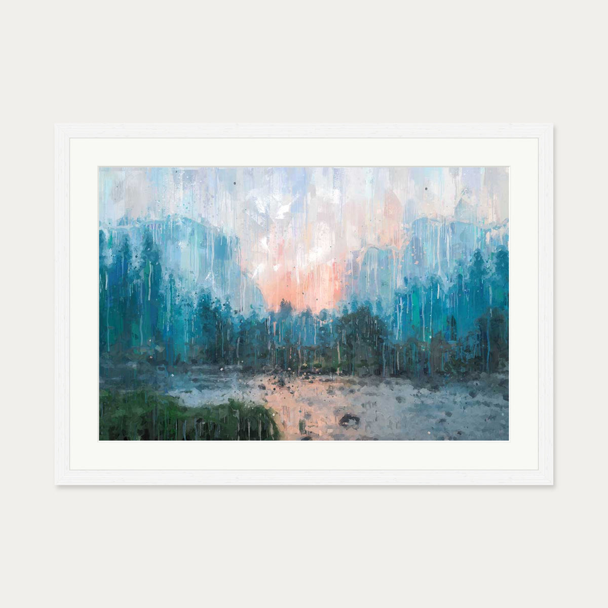 Sunset Landscape Art Print — 50 x 70 cm — White Frame