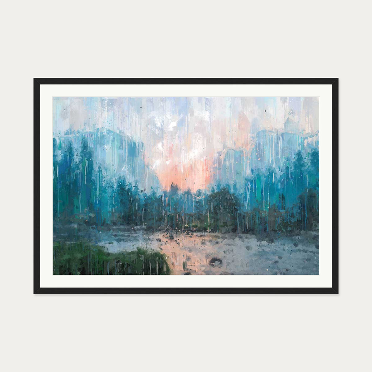 Sunset Landscape Art Print — 70 x 100 cm — Black Frame