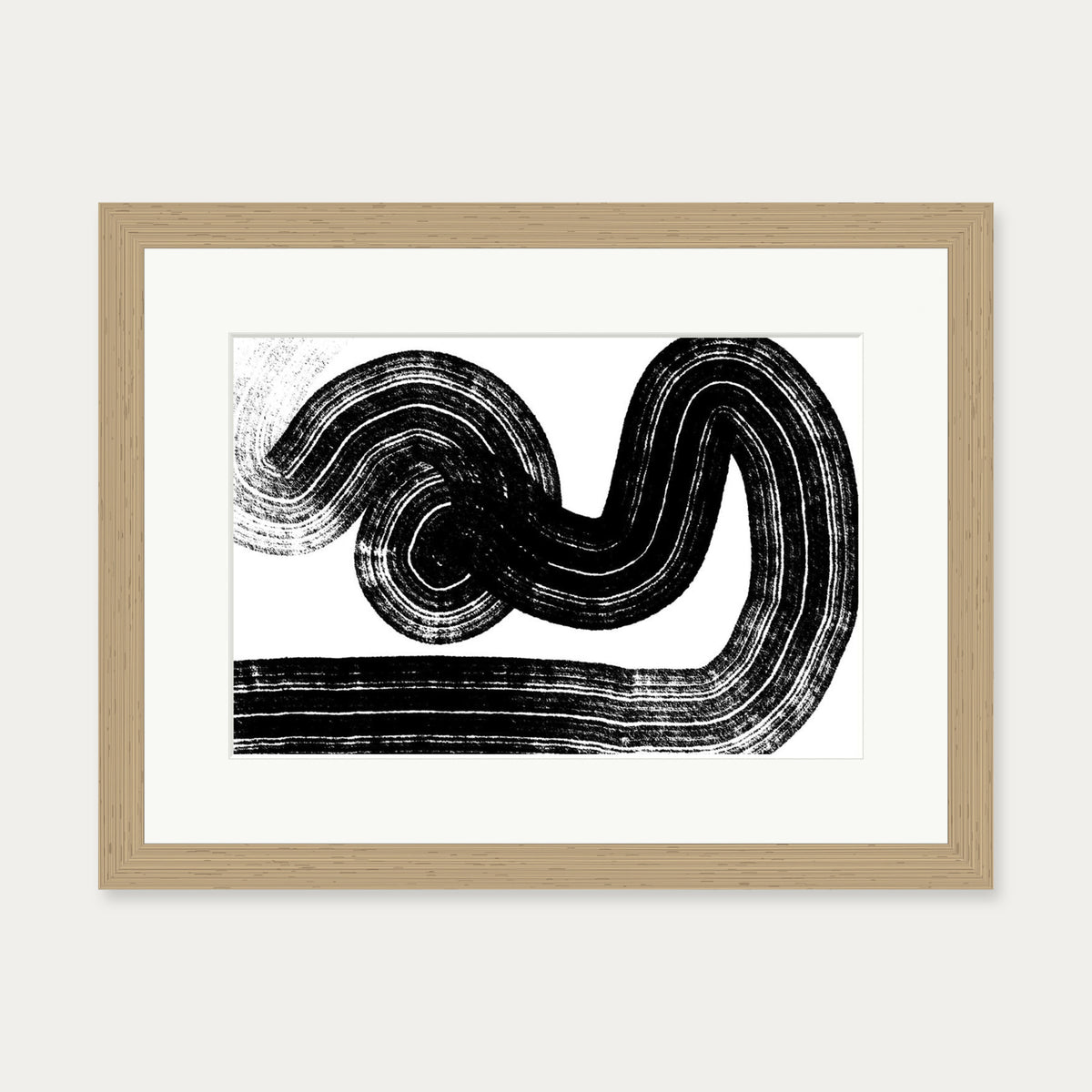 Swerve Line Art Art Print — 30 x 40 cm — Oak Frame