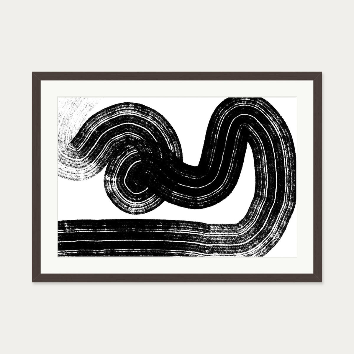 Swerve Line Art Art Print — 50 x 70 cm — Brown Frame