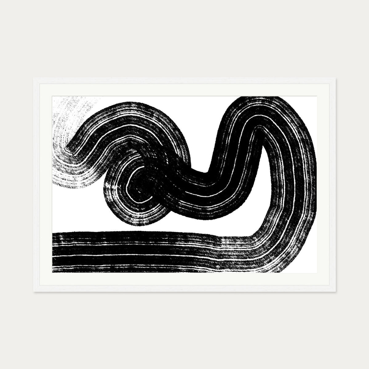 Swerve Line Art Art Print — 70 x 100 cm — White Frame