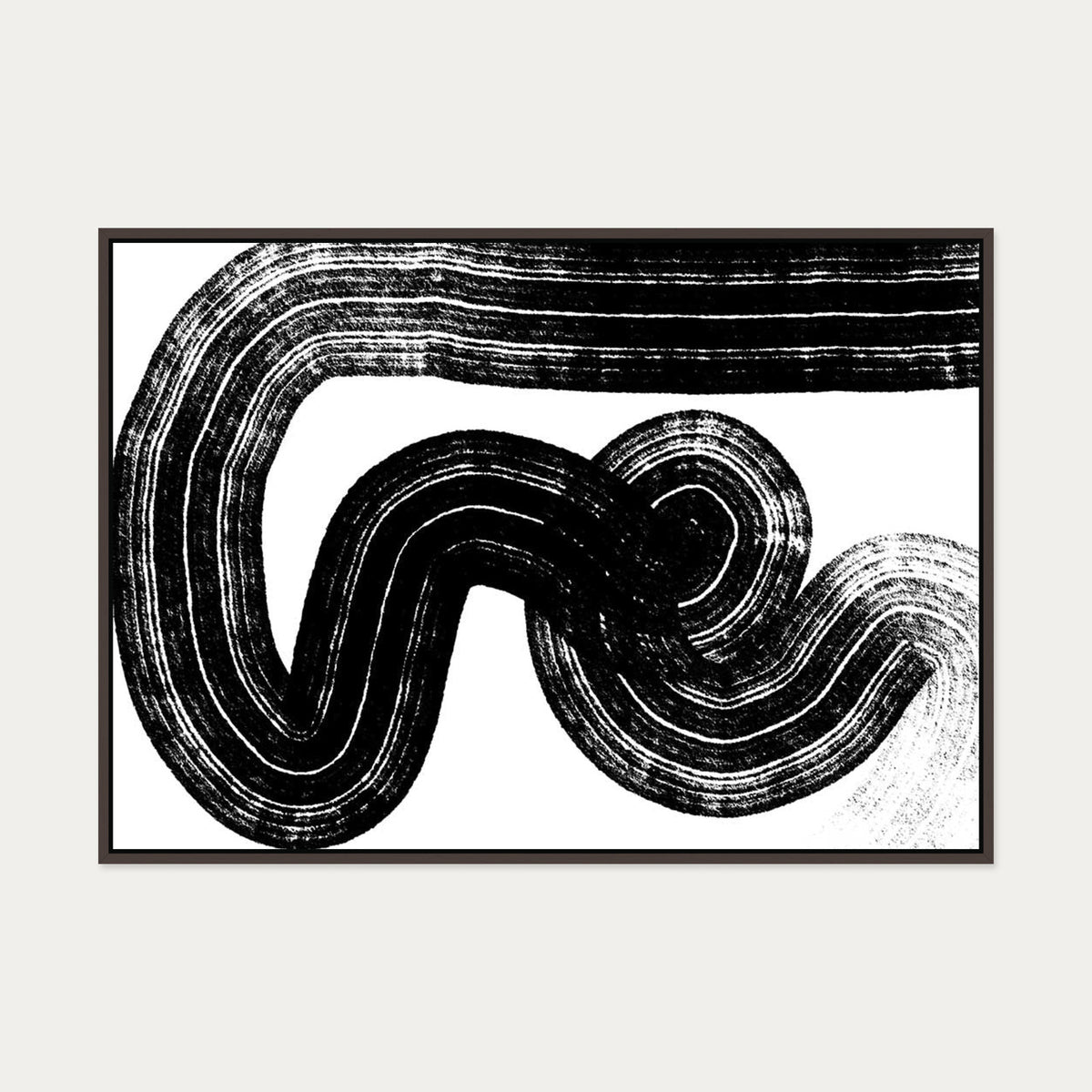Swerve Line Canvas Art — 70 x 100 cm — Brown Frame
