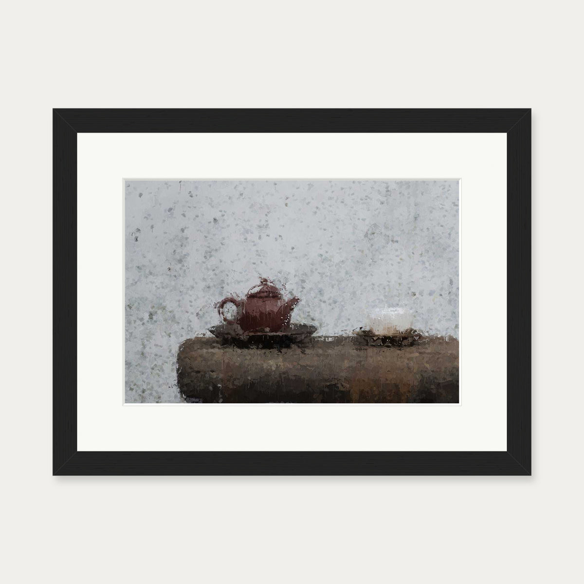 Tea Pot Still Life Art Print — 30 x 40 cm — Black Frame