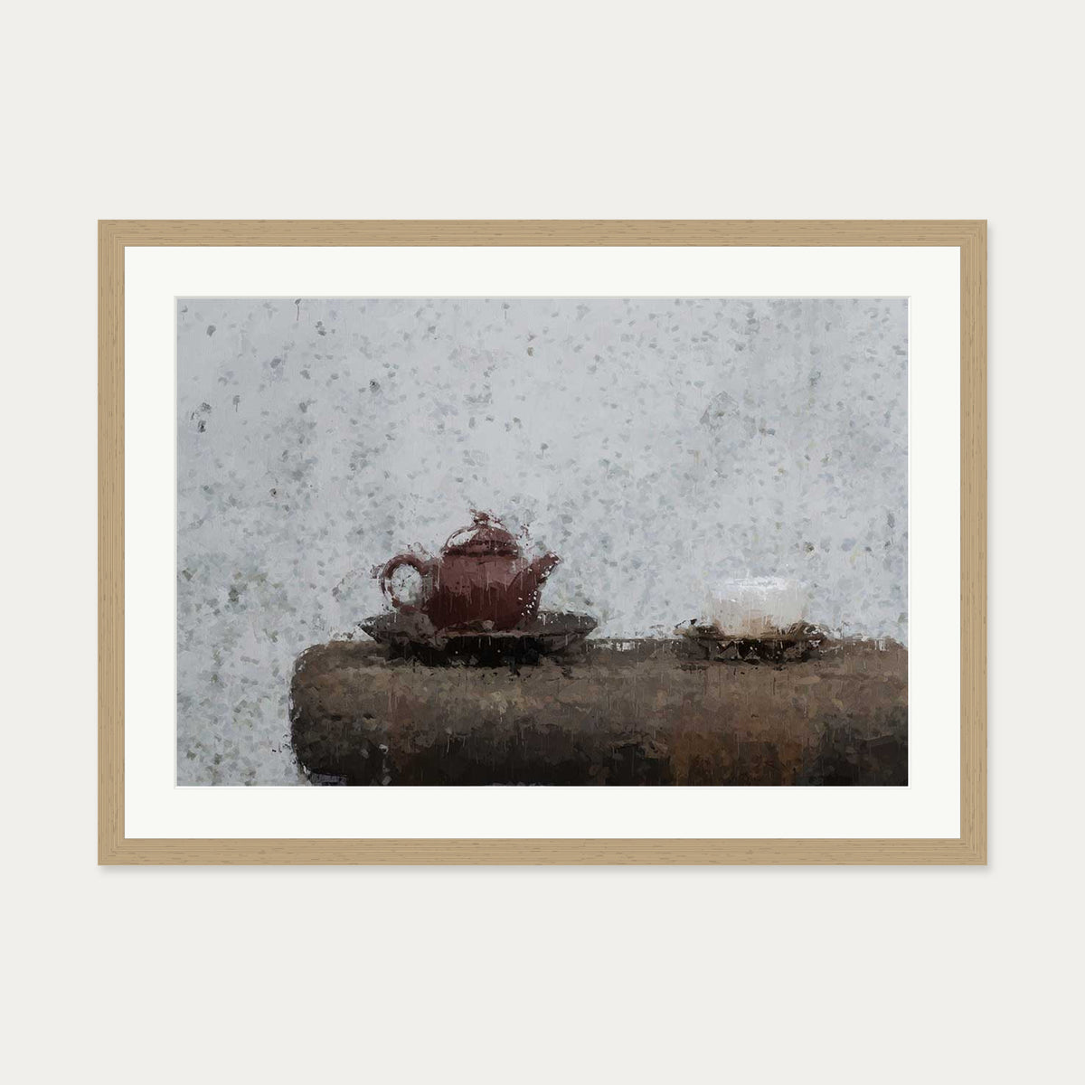 Tea Pot Still Life Art Print — 50 x 70 cm — Oak Frame