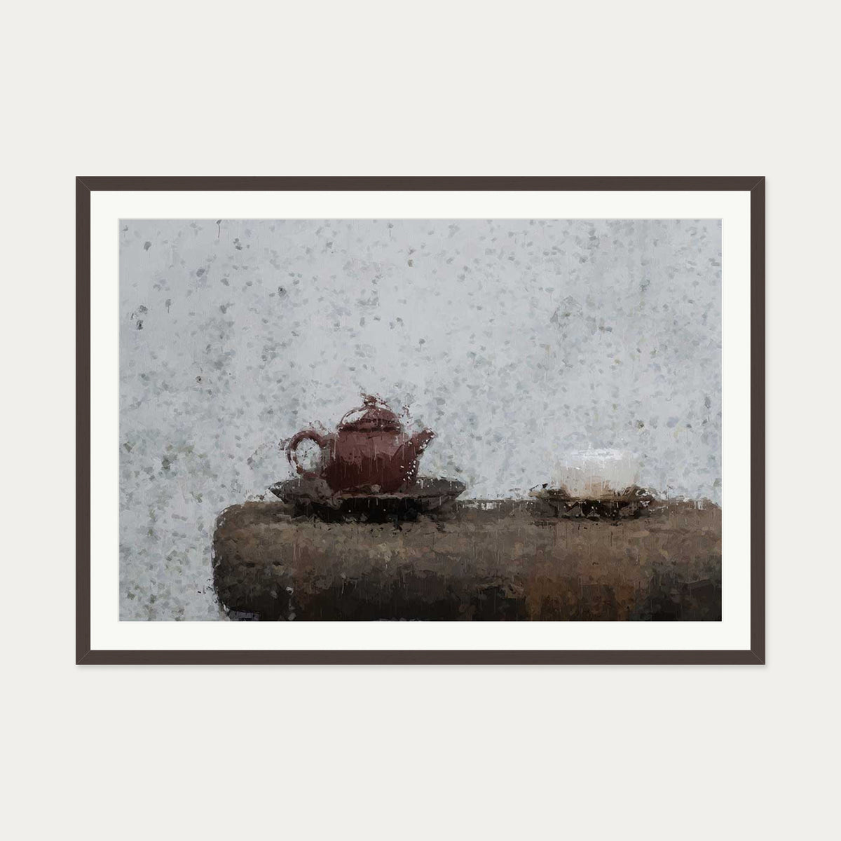 Tea Pot Still Life Art Print — 70 x 100 cm — Brown Frame