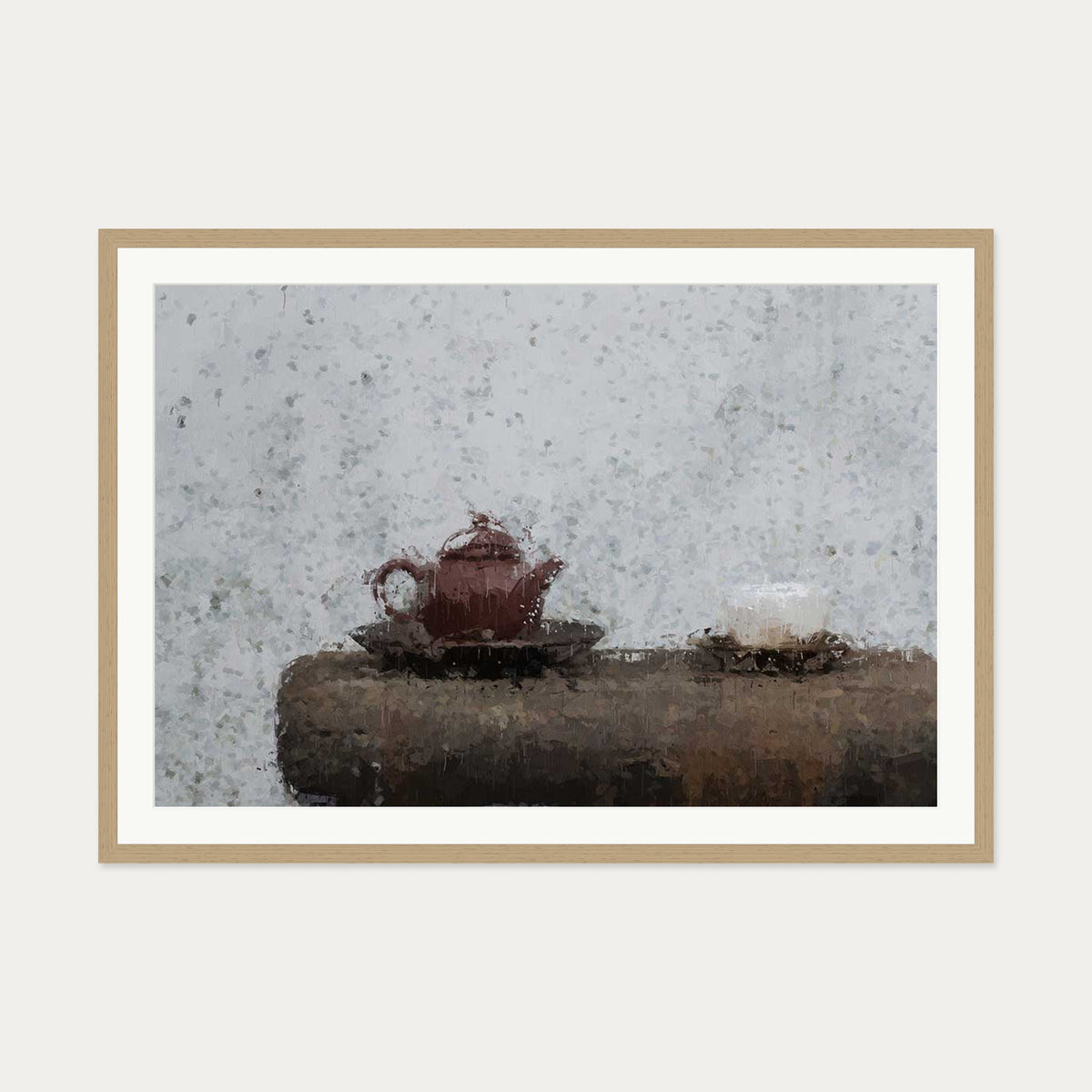 Tea Pot Still Life Art Print — 70 x 100 cm — Oak Frame