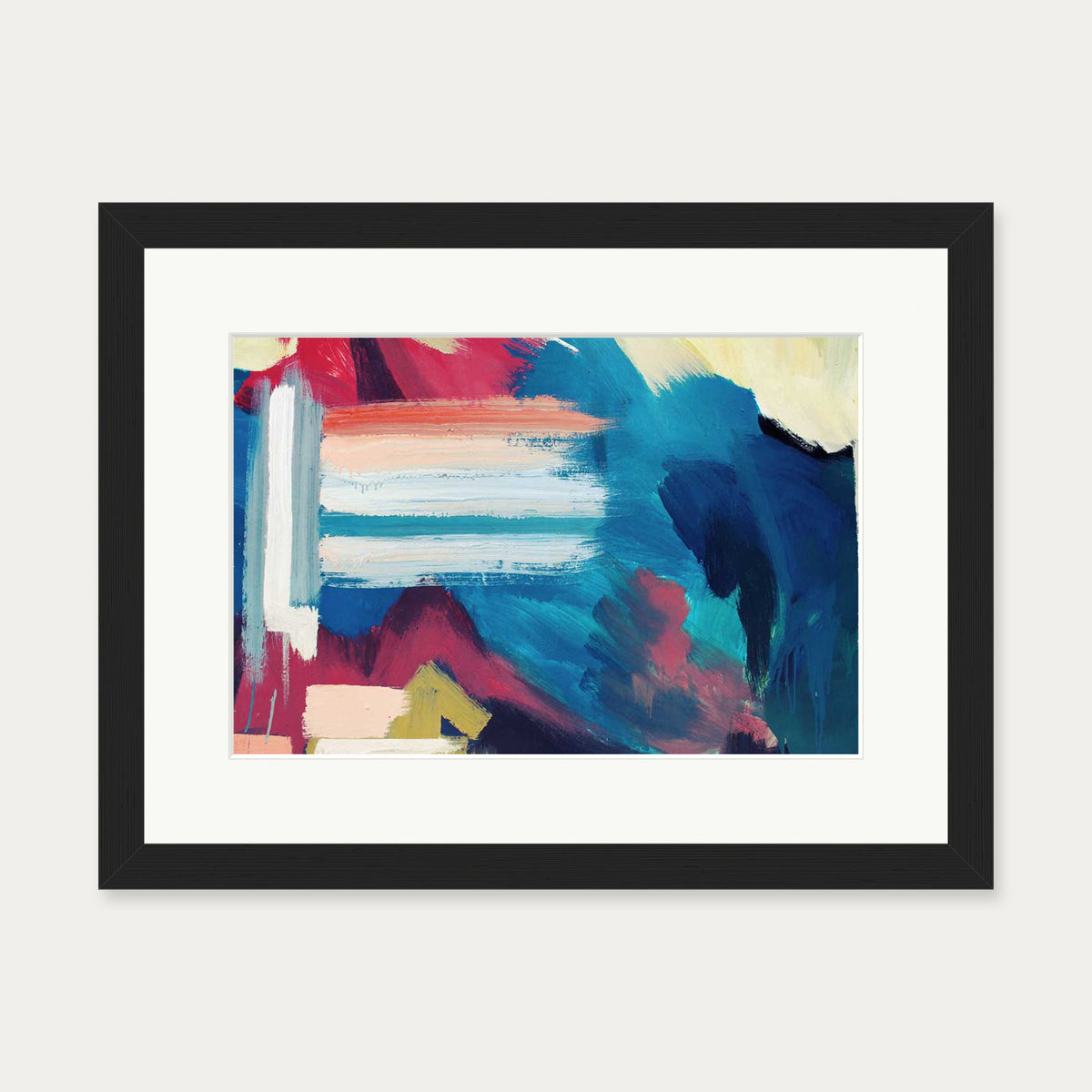 Teal Abstract Wall Art Print — 30 x 40 cm — Black Frame