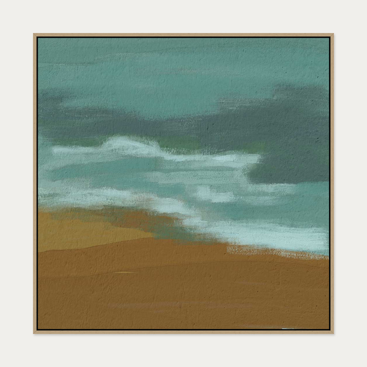 Teal Dunes Canvas Art — 100 x 100 cm — Oak Frame