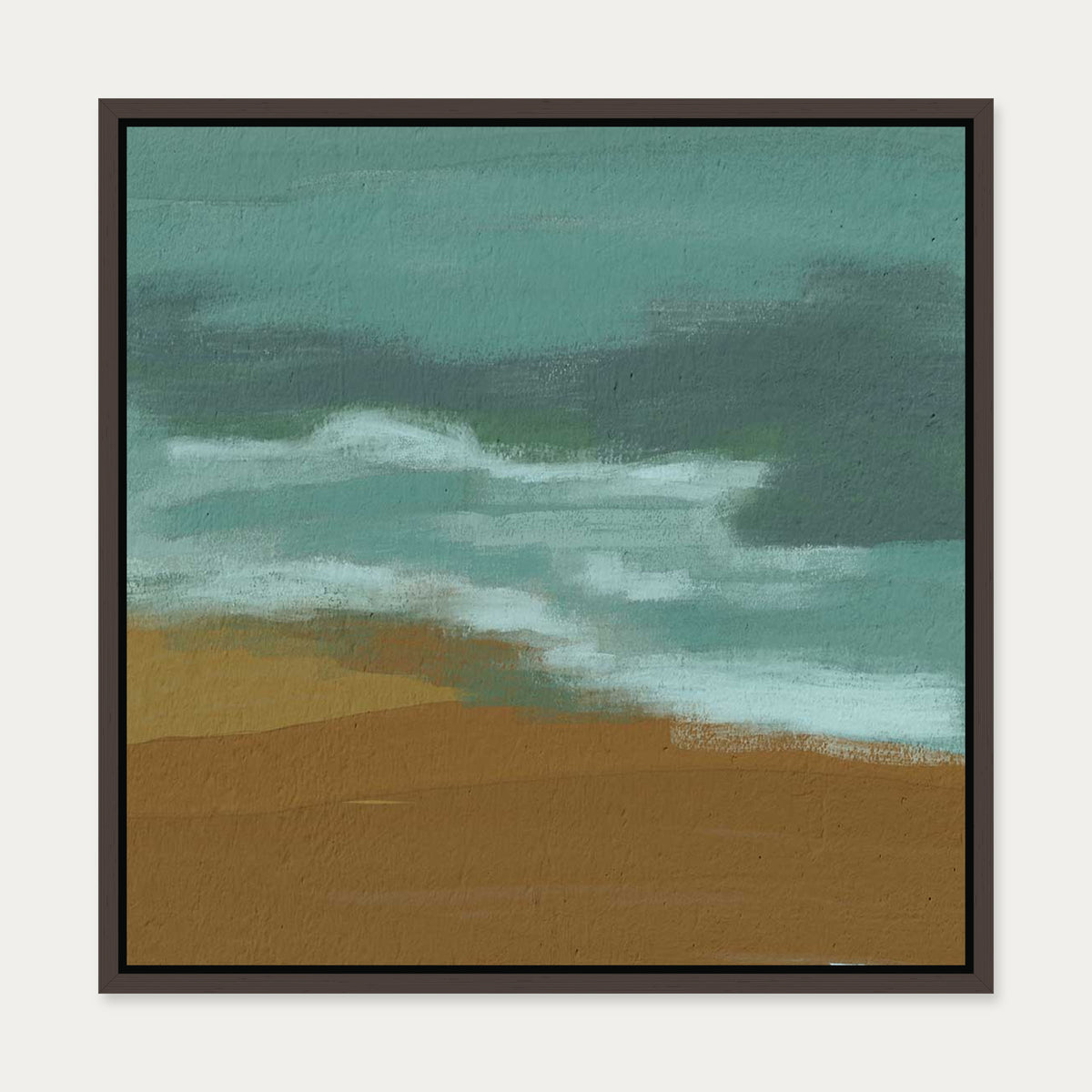 Teal Dunes Canvas Art — 50 x 50 cm — Brown Frame
