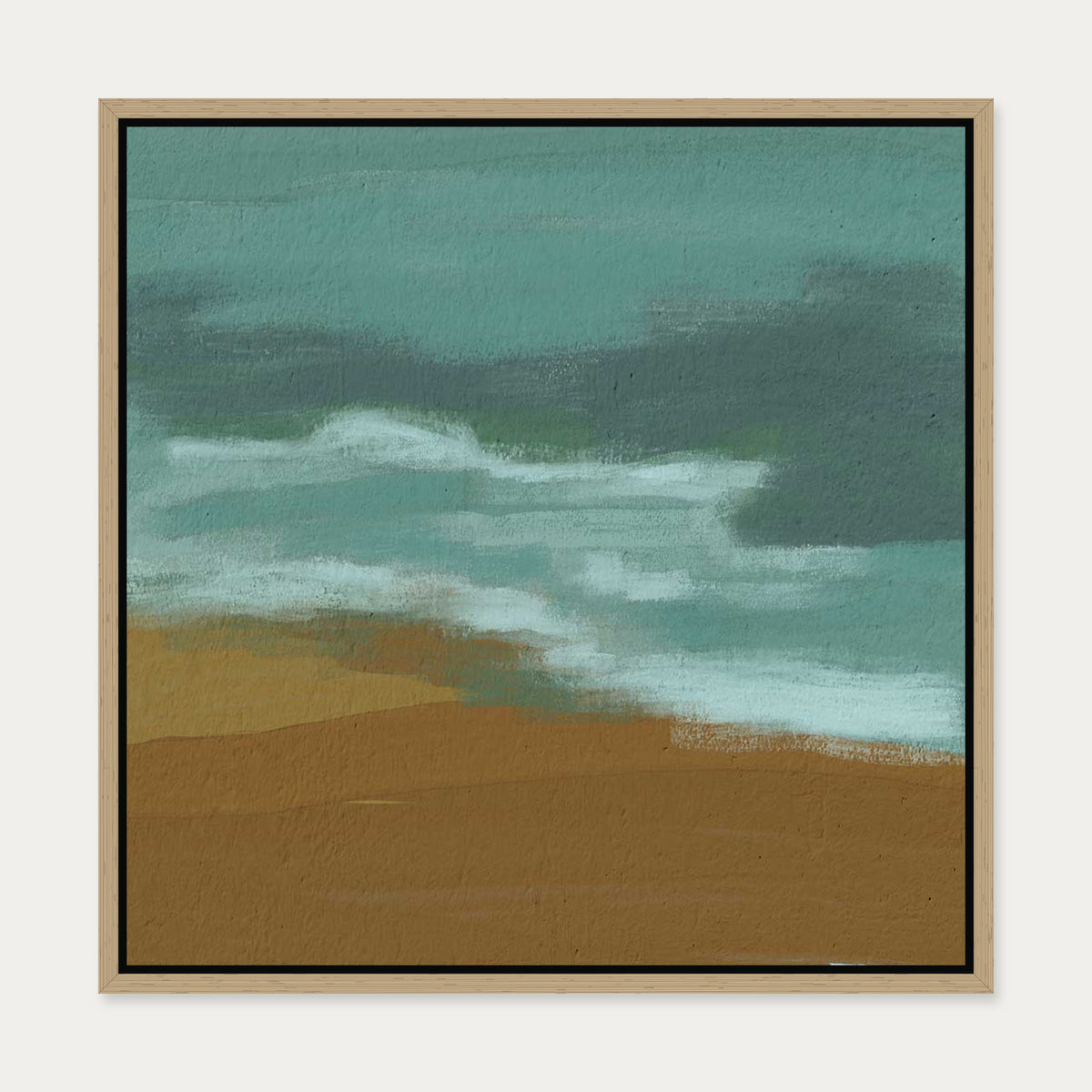 Teal Dunes Canvas Art — 50 x 50 cm — Oak Frame