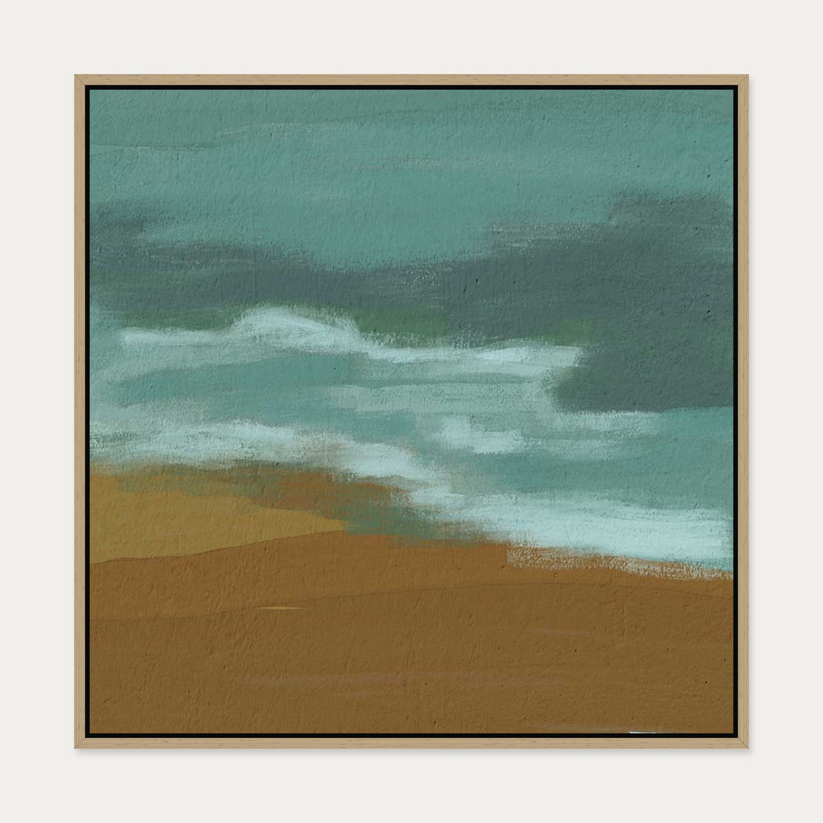 Teal Dunes Canvas Art — 70 x 70 cm — Oak Frame