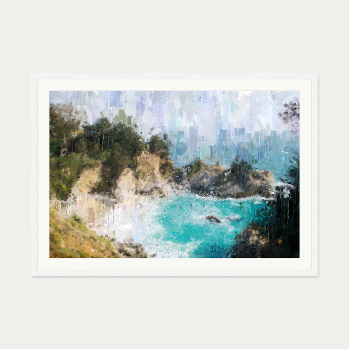 The Beach Art Print — 70 x 100 cm — White Frame