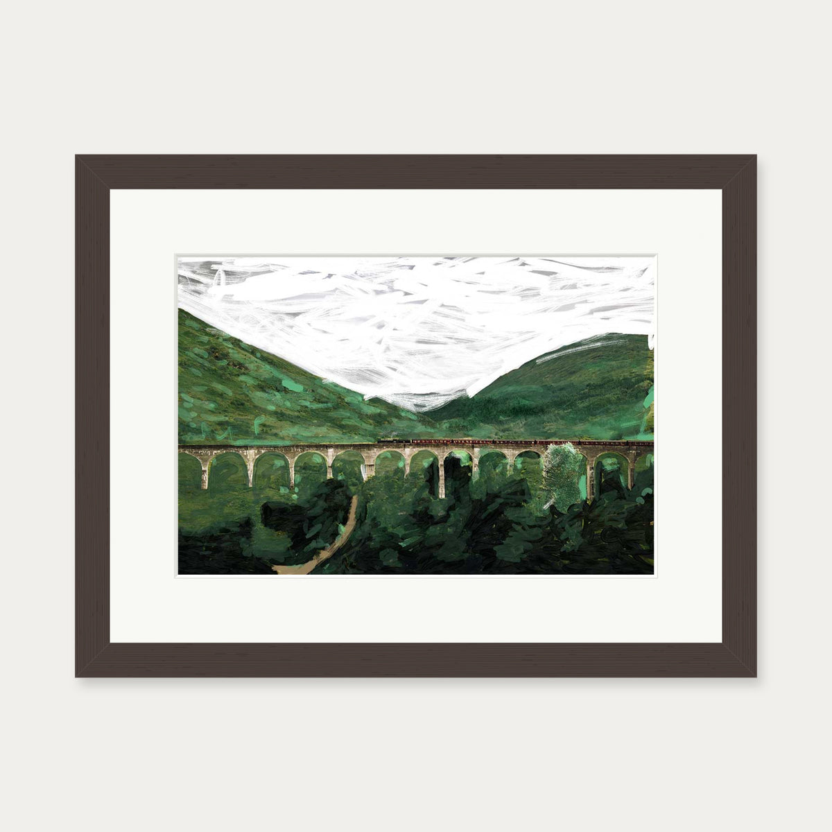 The Bridge Art Print — 30 x 40 cm — Brown Frame