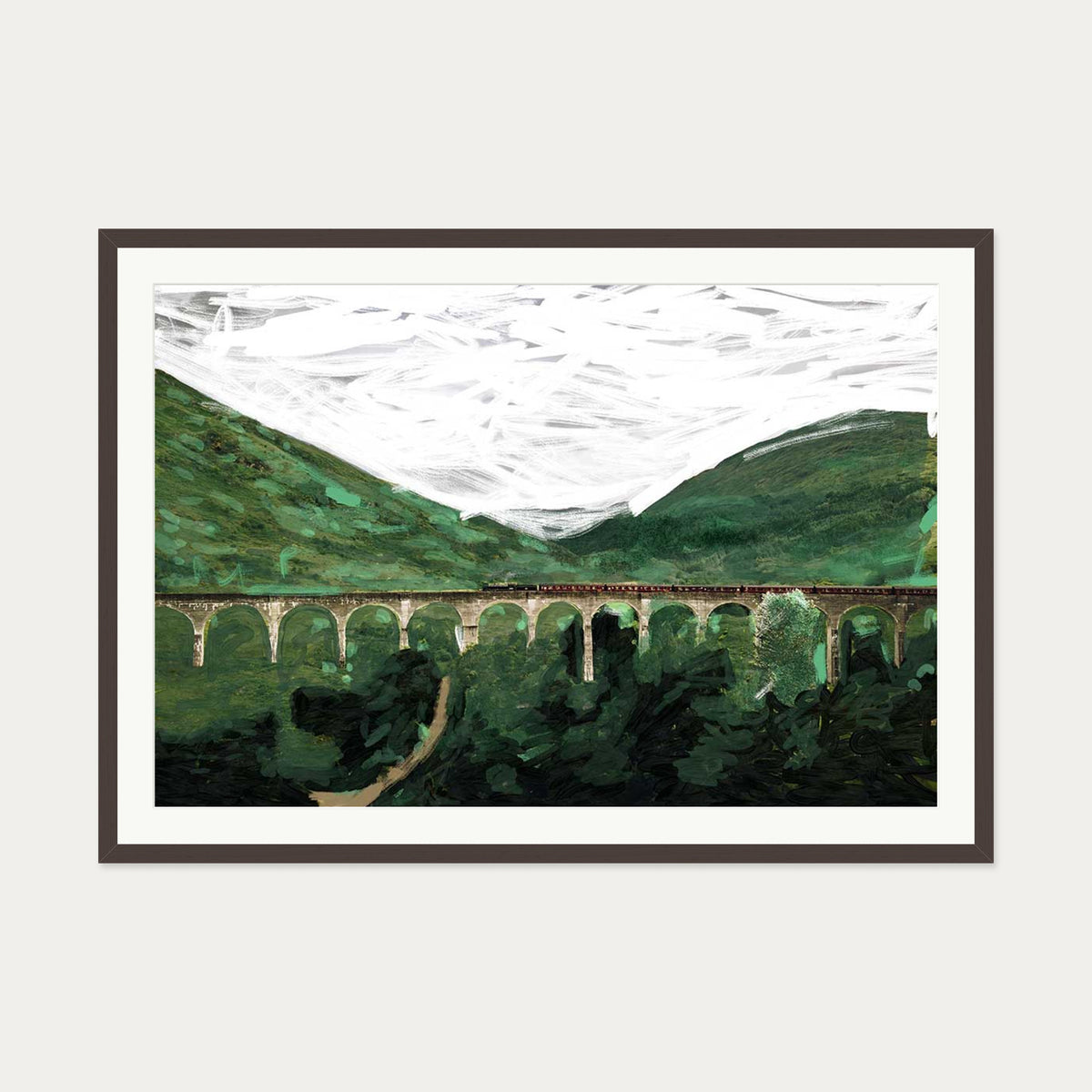 The Bridge Art Print — 70 x 100 cm — Brown Frame