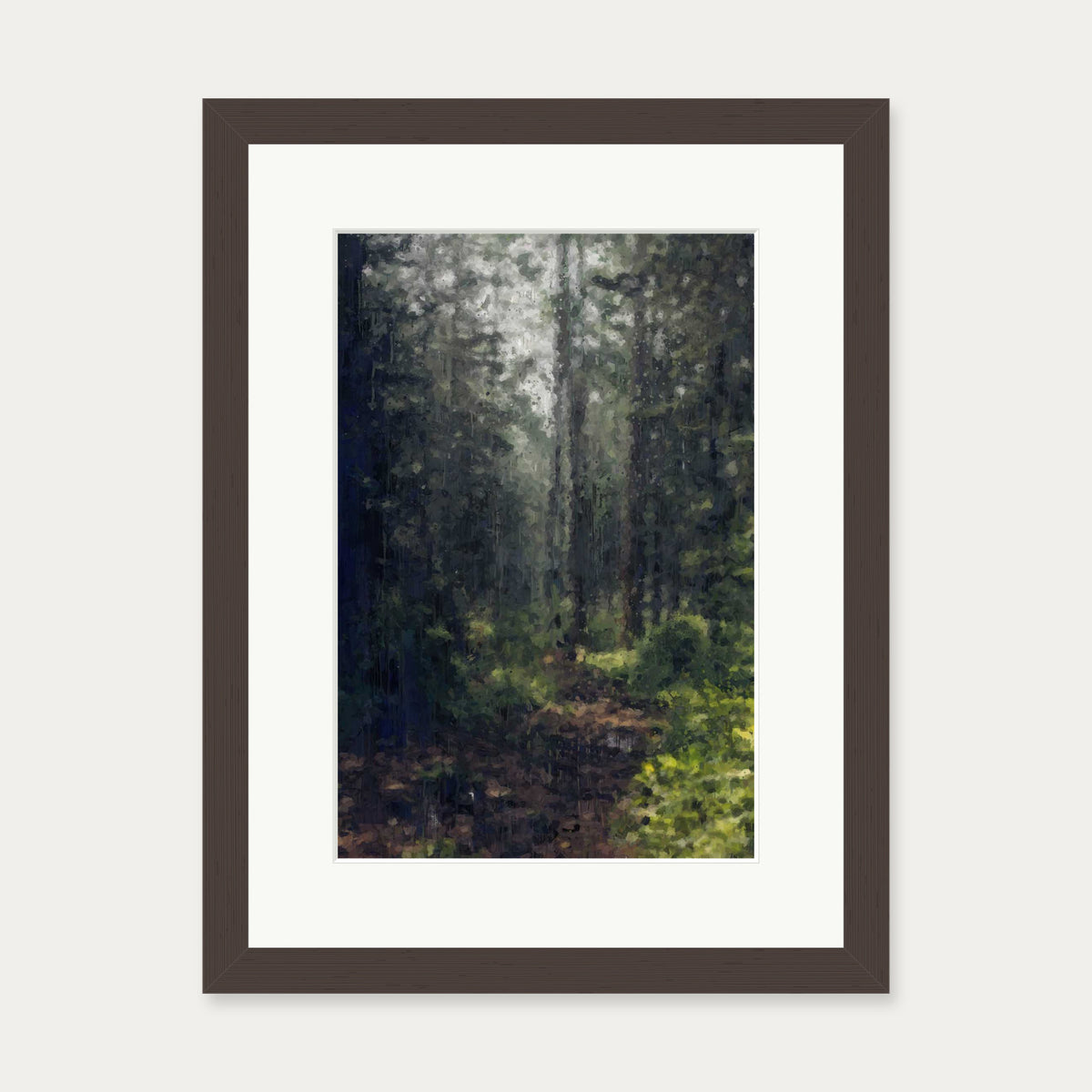The Green Forest Landscape Art Print — 30 x 40 cm — Brown Frame