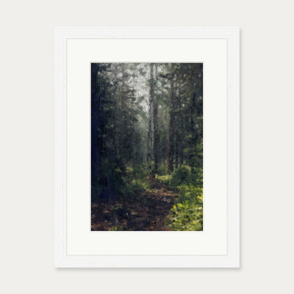 The Green Forest Landscape Art Print — 30 x 40 cm — White Frame