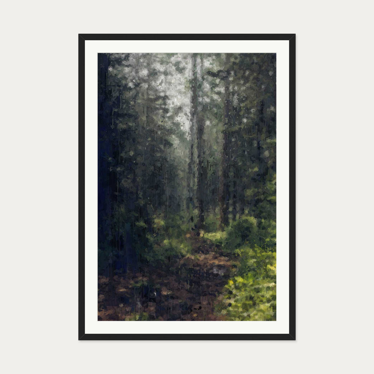 The Green Forest Landscape Art Print — 70 x 100 cm — Black Frame