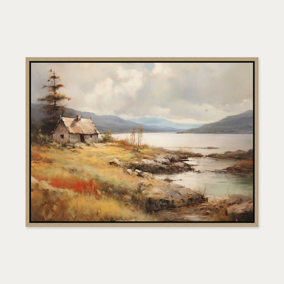 The Lake House Canvas Art — 50 x 70 cm — Oak Frame