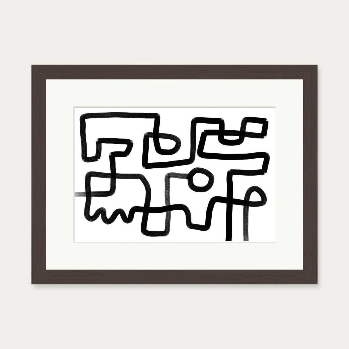 The Maze Abstract Art Print — 30 x 40 cm — Brown Frame