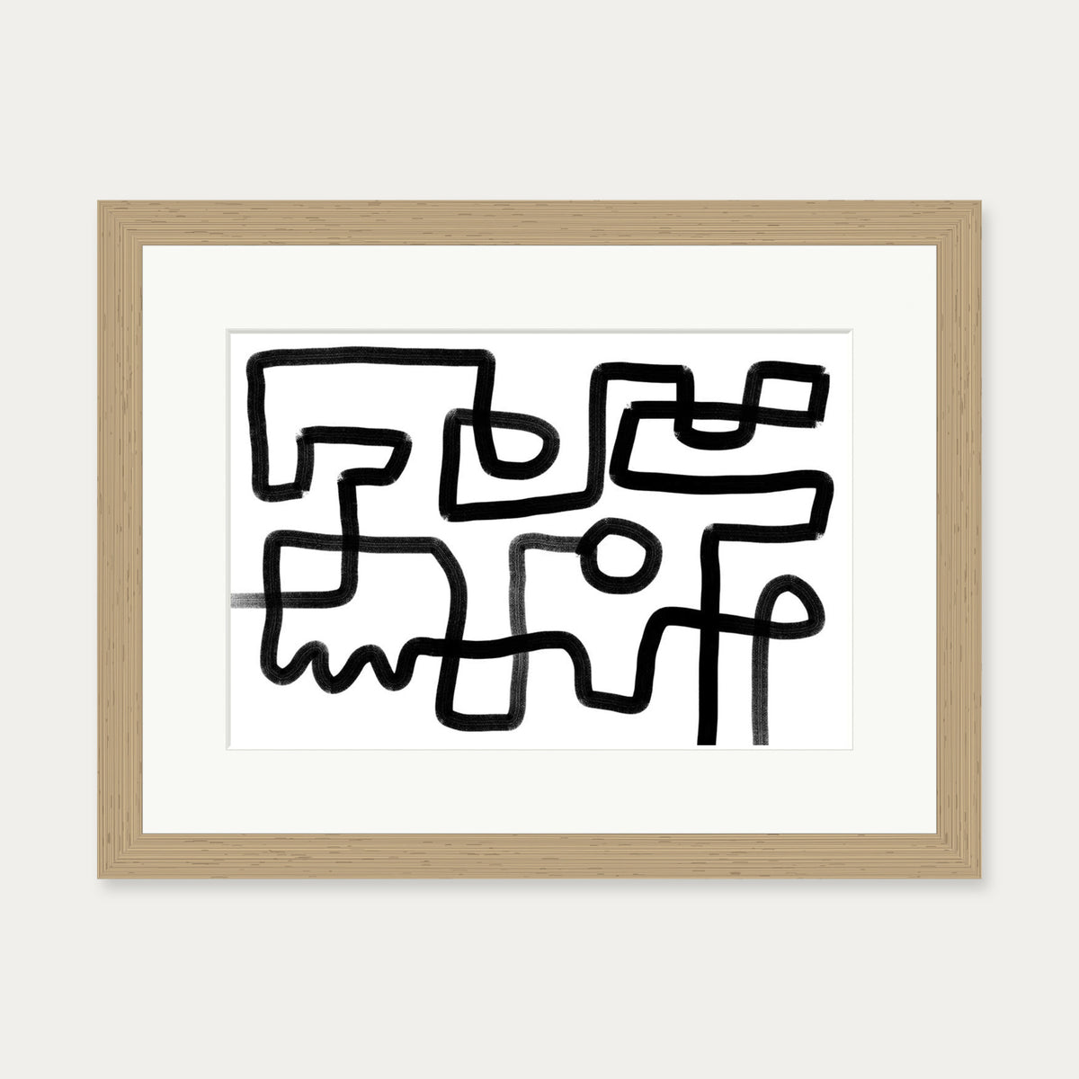 The Maze Abstract Art Print — 30 x 40 cm — Oak Frame