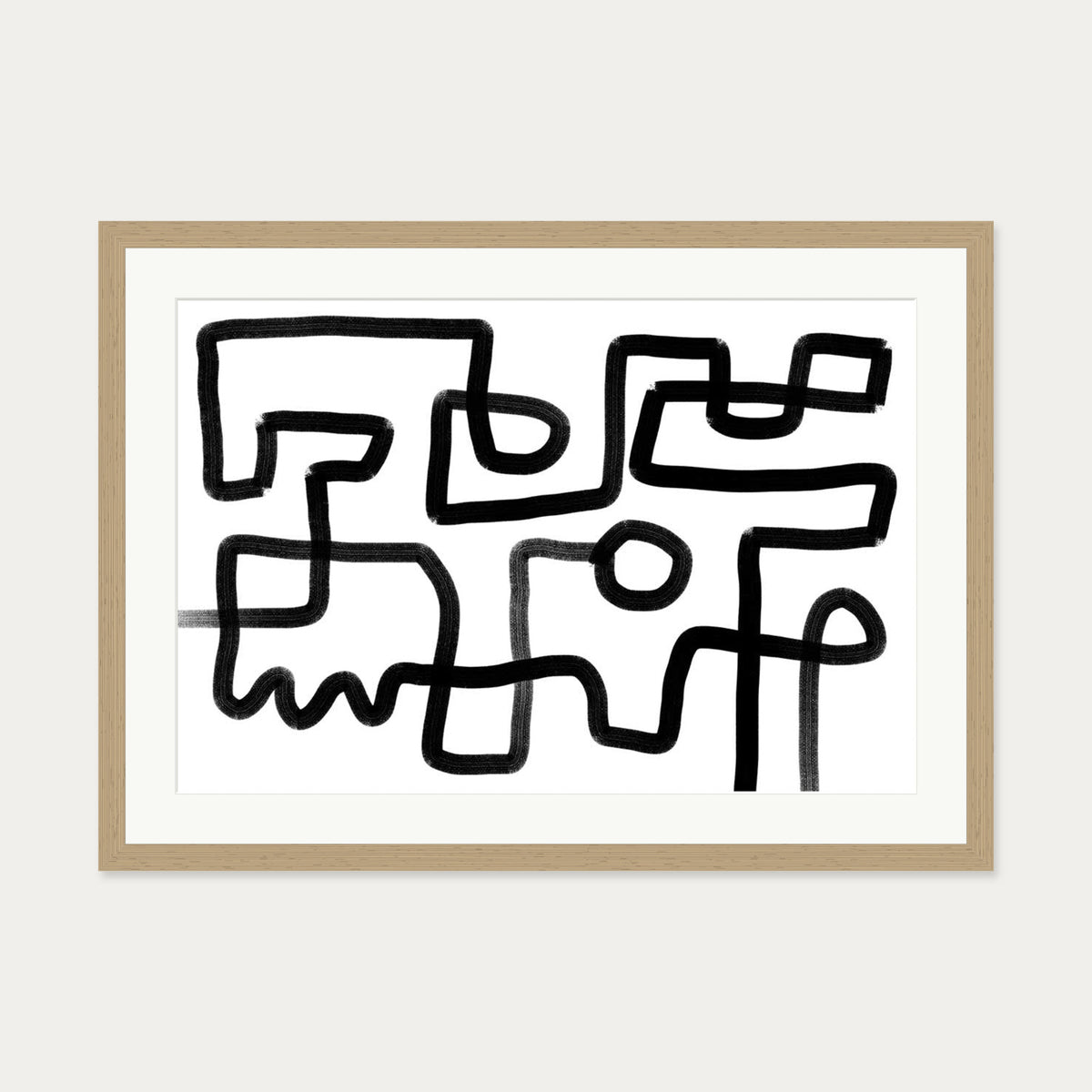 The Maze Abstract Art Print — 50 x 70 cm — Oak Frame