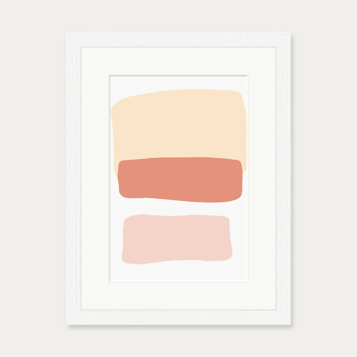 Three Blush Shapes Art Print — 30 x 40 cm — White Frame