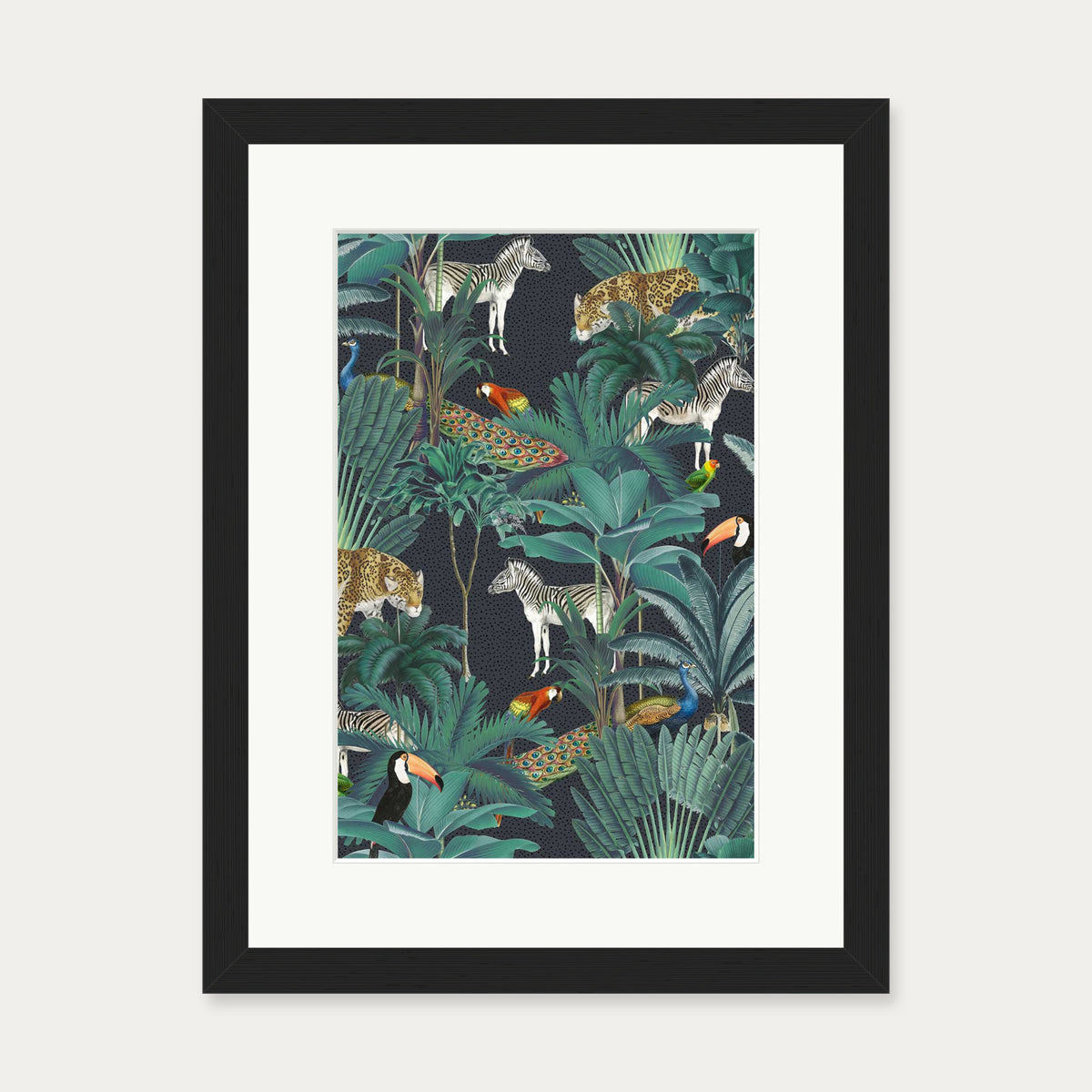 Tropical Jungle Art Print — 30 x 40 cm — Black Frame