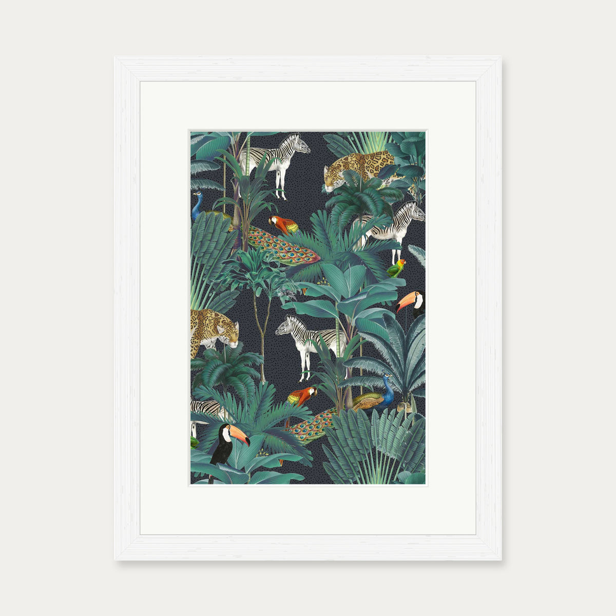 Tropical Jungle Art Print — 30 x 40 cm — White Frame