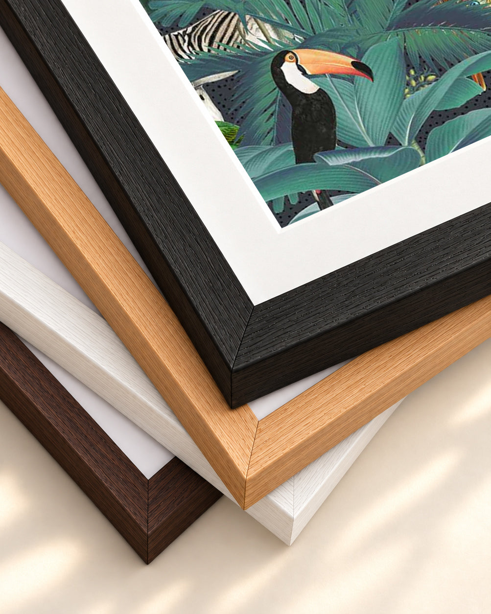 Tropical Jungle Art Print — framed print corner with 5 cm mount and bevel