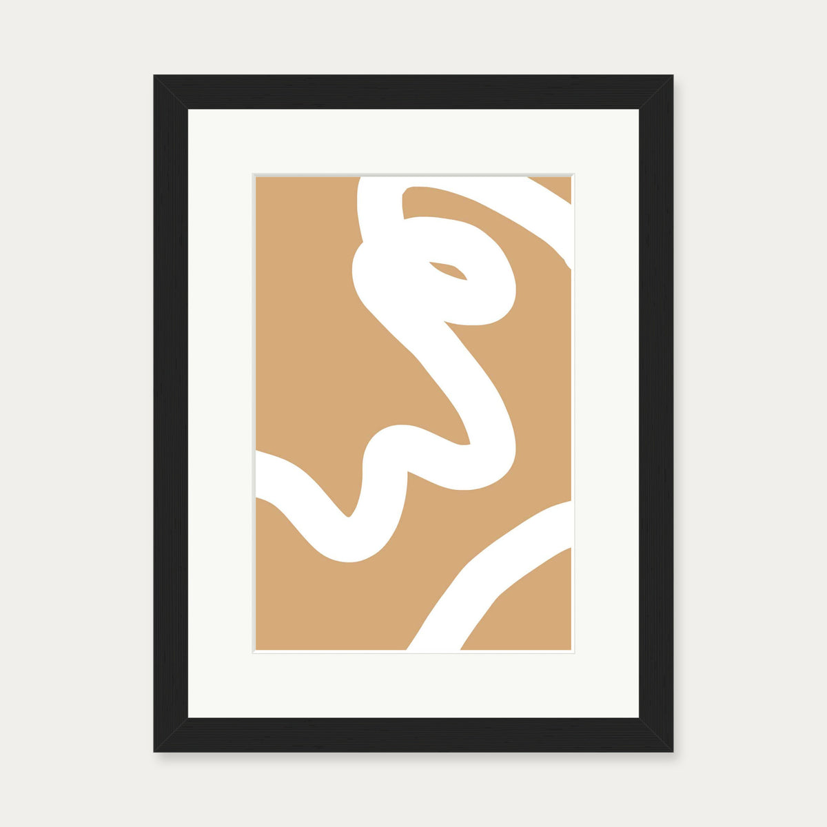Tube White Line Art Print — 30 x 40 cm — Black Frame