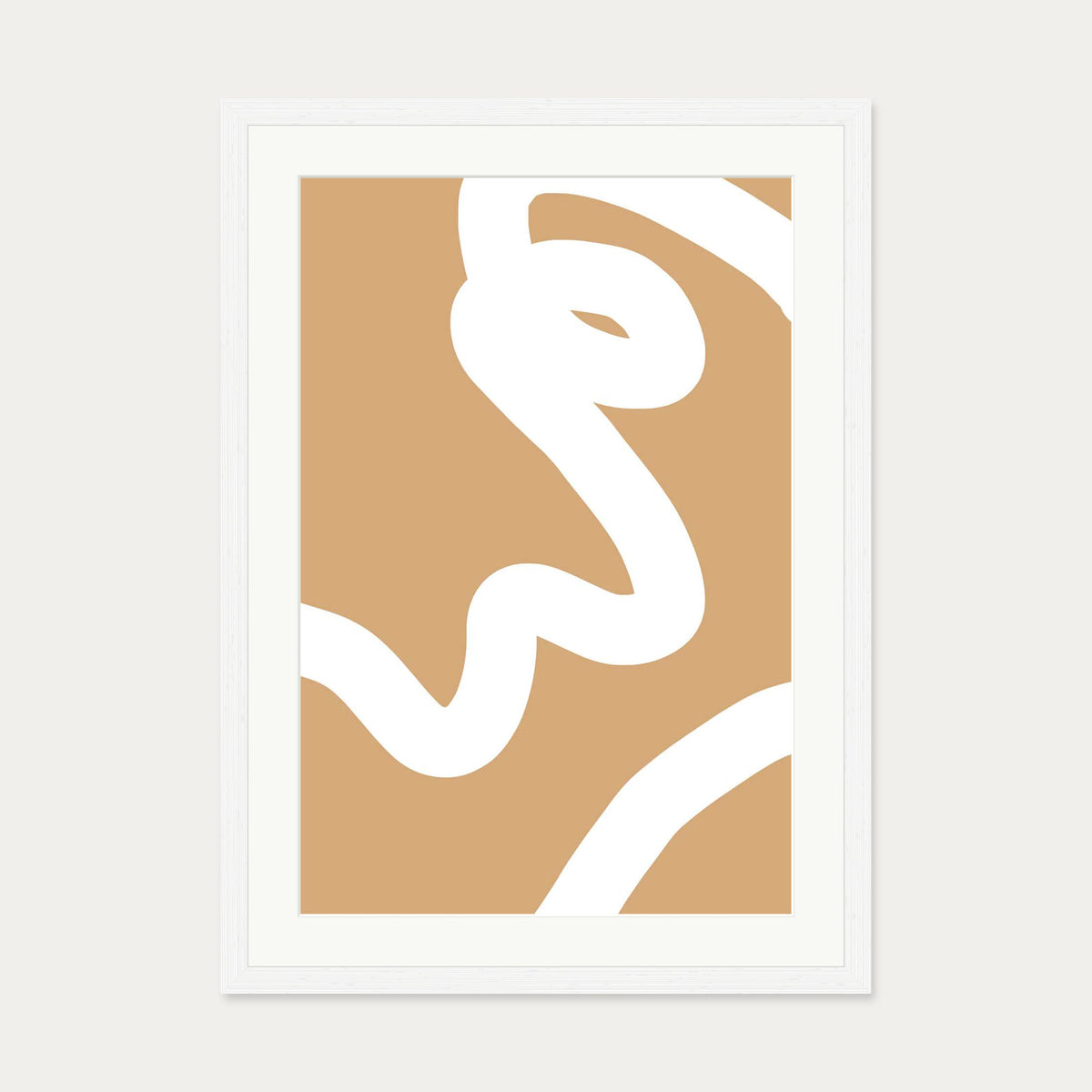 Tube White Line Art Print — 50 x 70 cm — White Frame