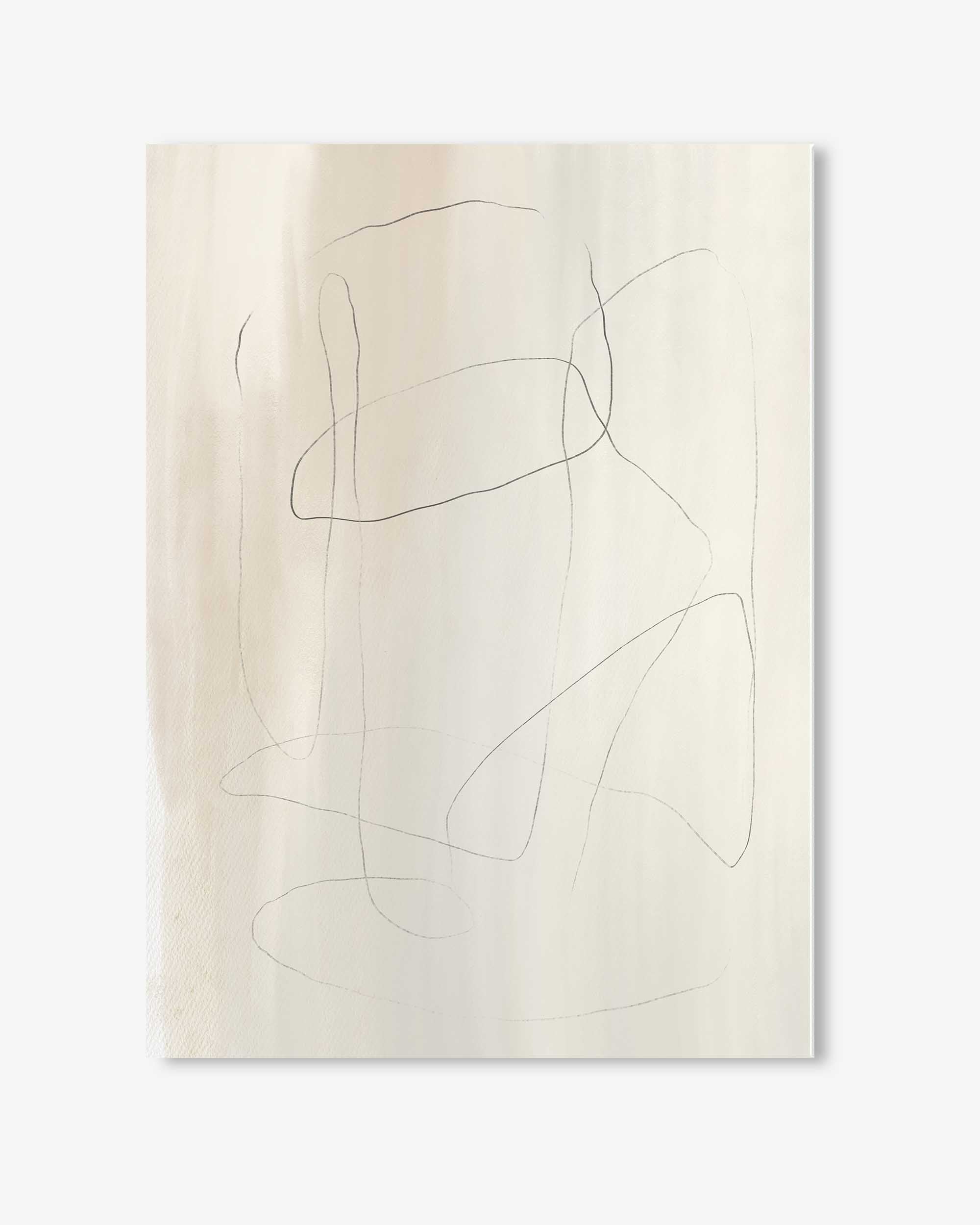 Abstract line drawing on a beige background