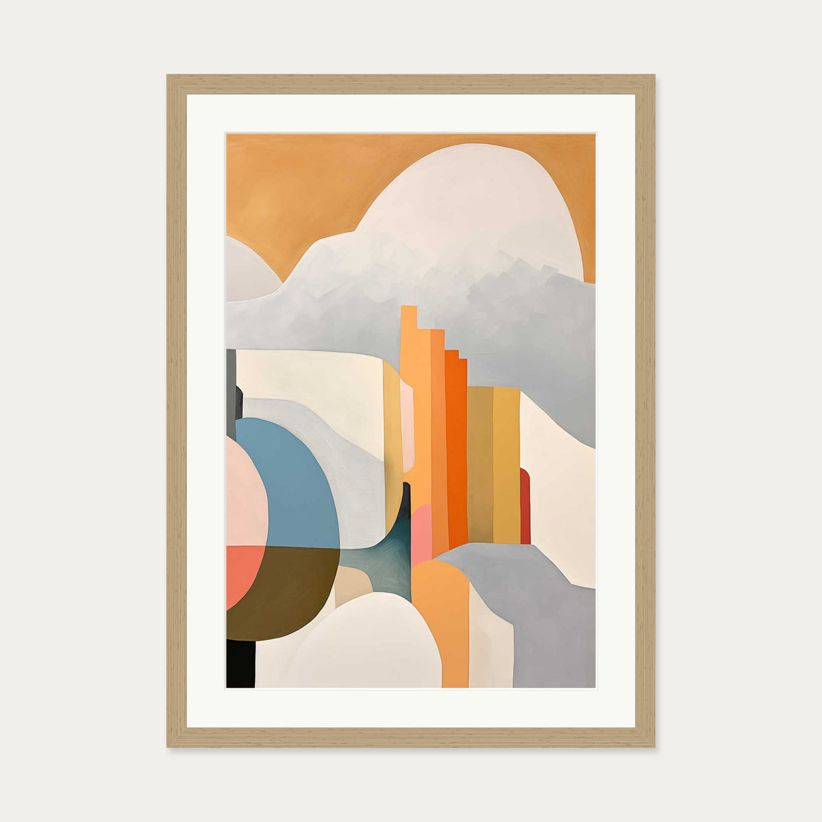 Urban City Art Print — 50 x 70 cm — Oak Frame