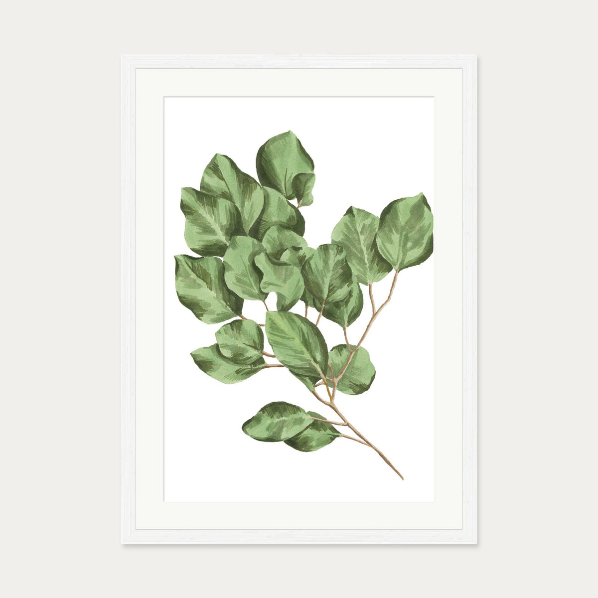 Vibrant Green Leaves Art Print — 50 x 70 cm — White Frame